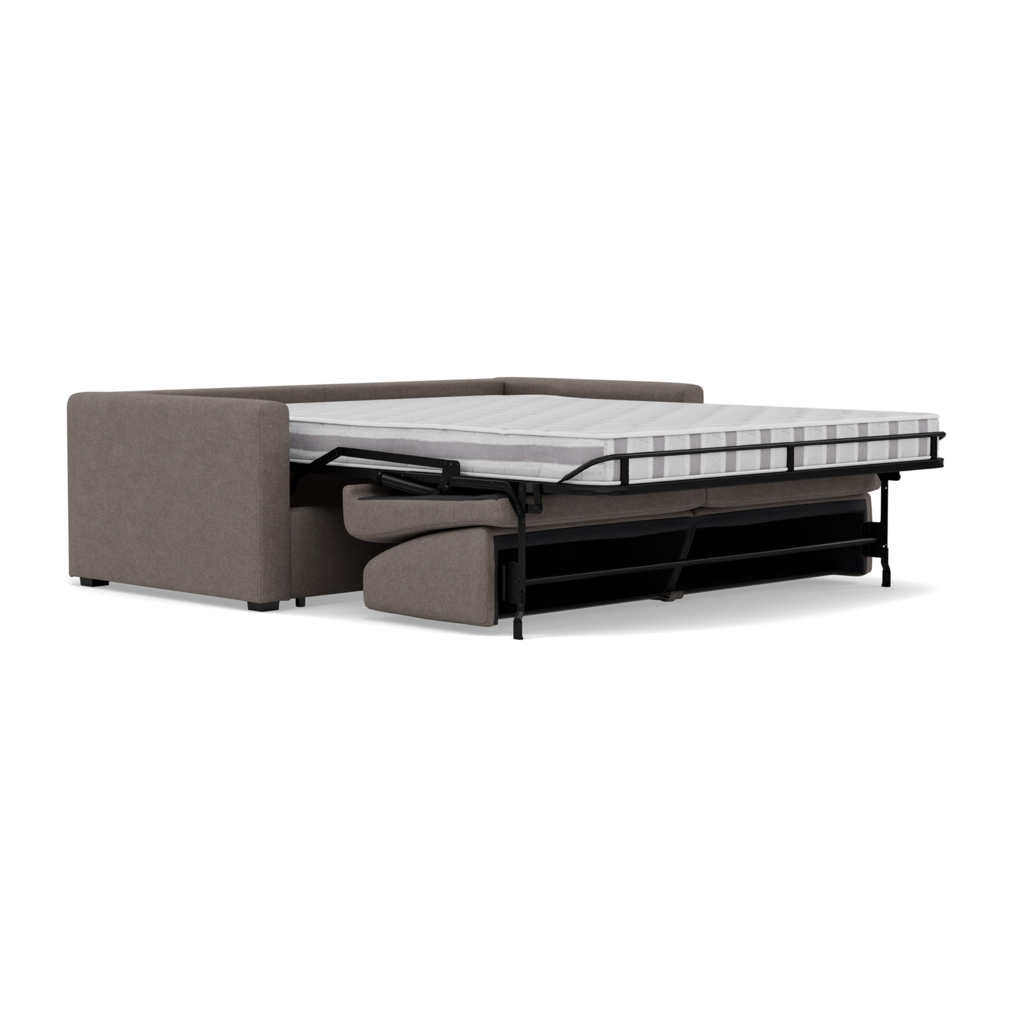 Julia - canapé 3 places convertible couchage quotidien matelas 14 cm en tissu - Gris