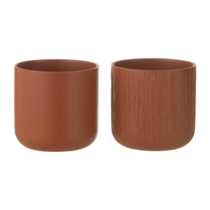 J-Line cache-pot Gen - céramique - brun - medium - 2 pièces - Ø 15 cm