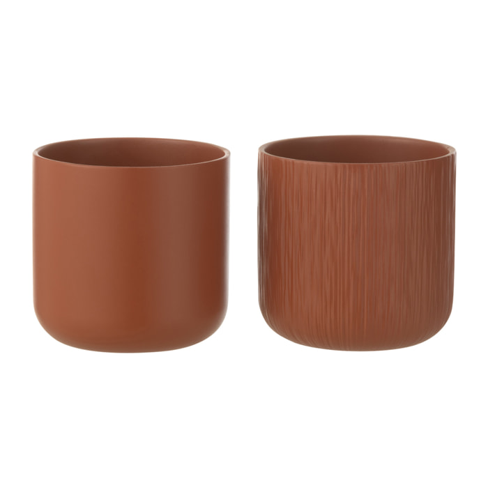 J-Line cache-pot Gen - céramique - brun - medium - 2 pièces - Ø 15 cm