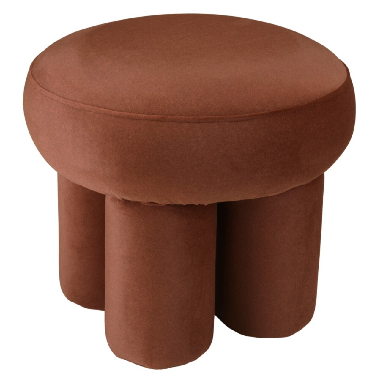LEOPOLD - Pouf forme design n°2 en tissu effet velours marron