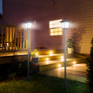 Conjunto de 2 Farolas Solares Luces de Solar para Jardín con Paneles Solares Luces LED Inteligentes y Protección al Ambiente para Terraza Patio 15x15x120 cm Negro