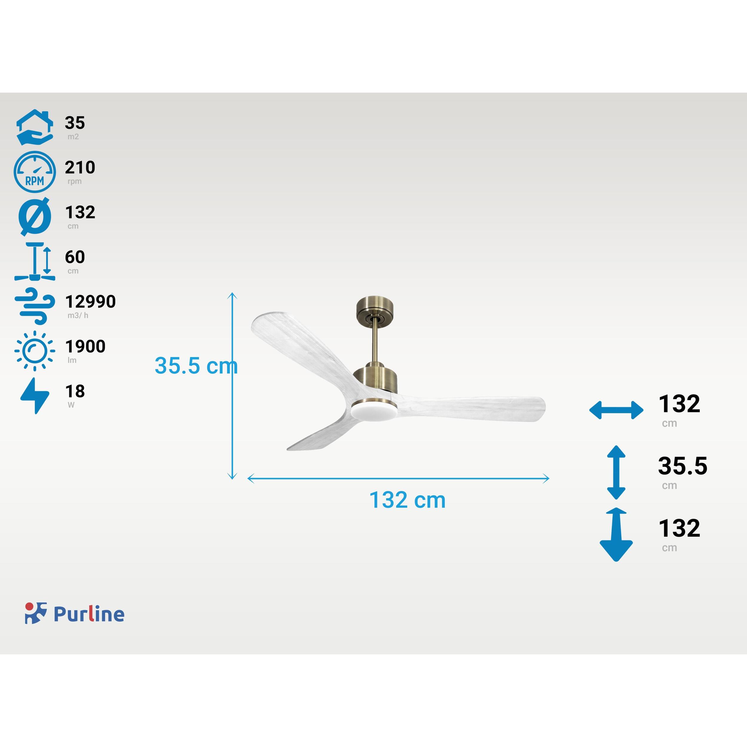 Ventilateur de plafond Réversible  Thermostat Dimmable Wifi Moteur à courant continu Toits en pente Télécommande Lumière à trois tons Hypersilence Mémoire