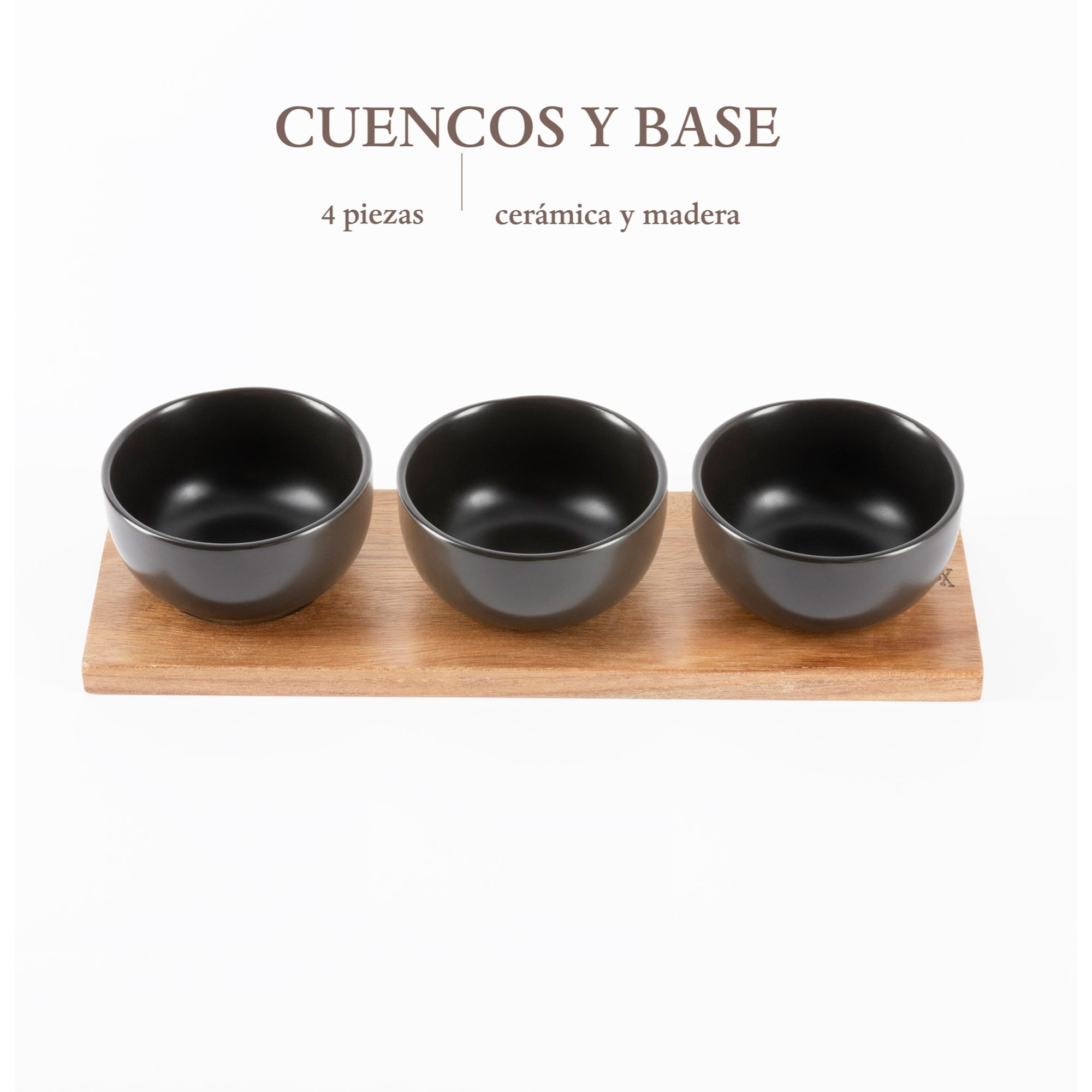 Juego de 4 piezas (3 cuencos + tabla de madera) scalpers home