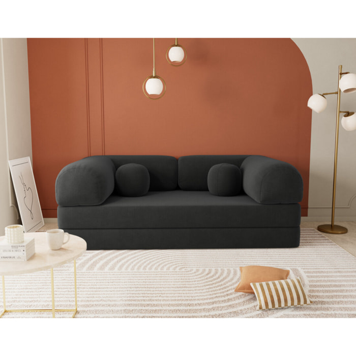 Nebula - Canapé 3 places convertible en velours texturé - Gris