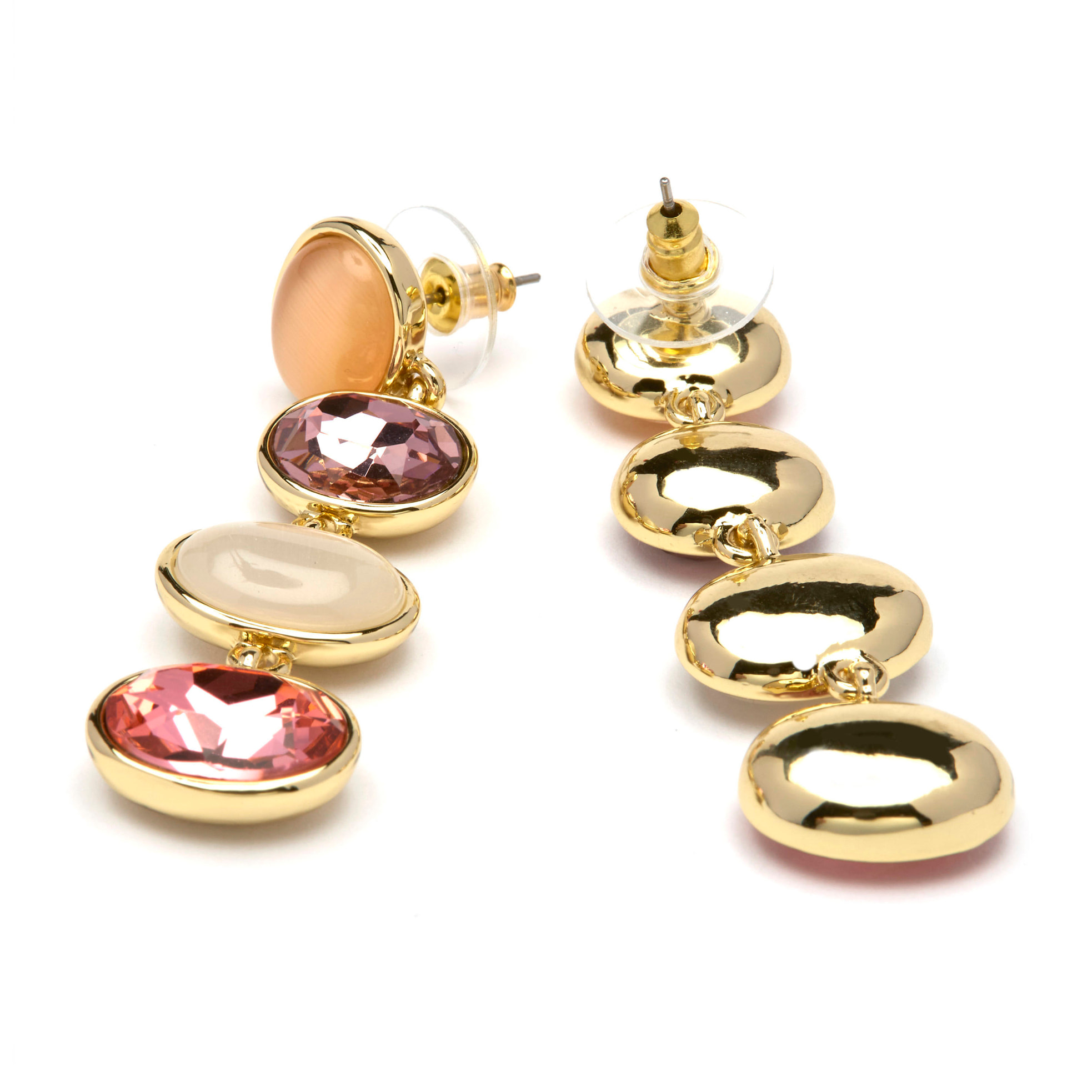 Pendientes de Cuarzo Hidrotermal Multicolor acabado en oro amarillo 18k
