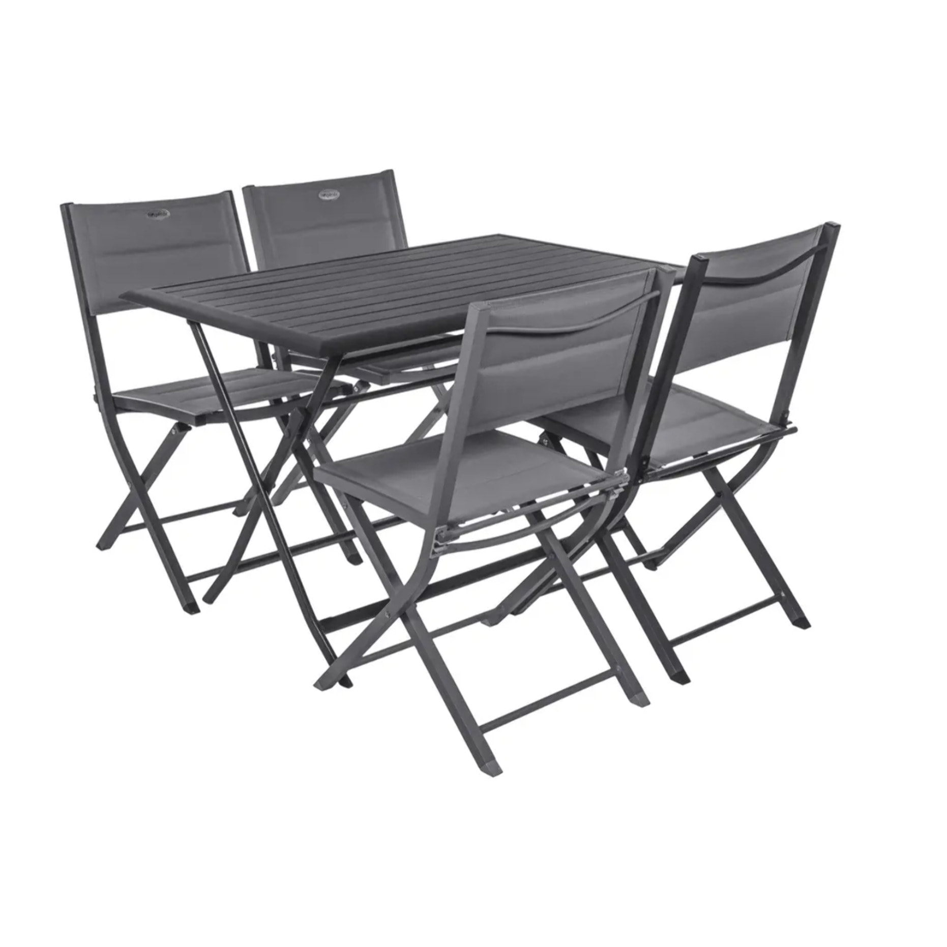 Table de jardin pliante rectangulaire "Azua" graphite 4 places en aluminium traité époxy