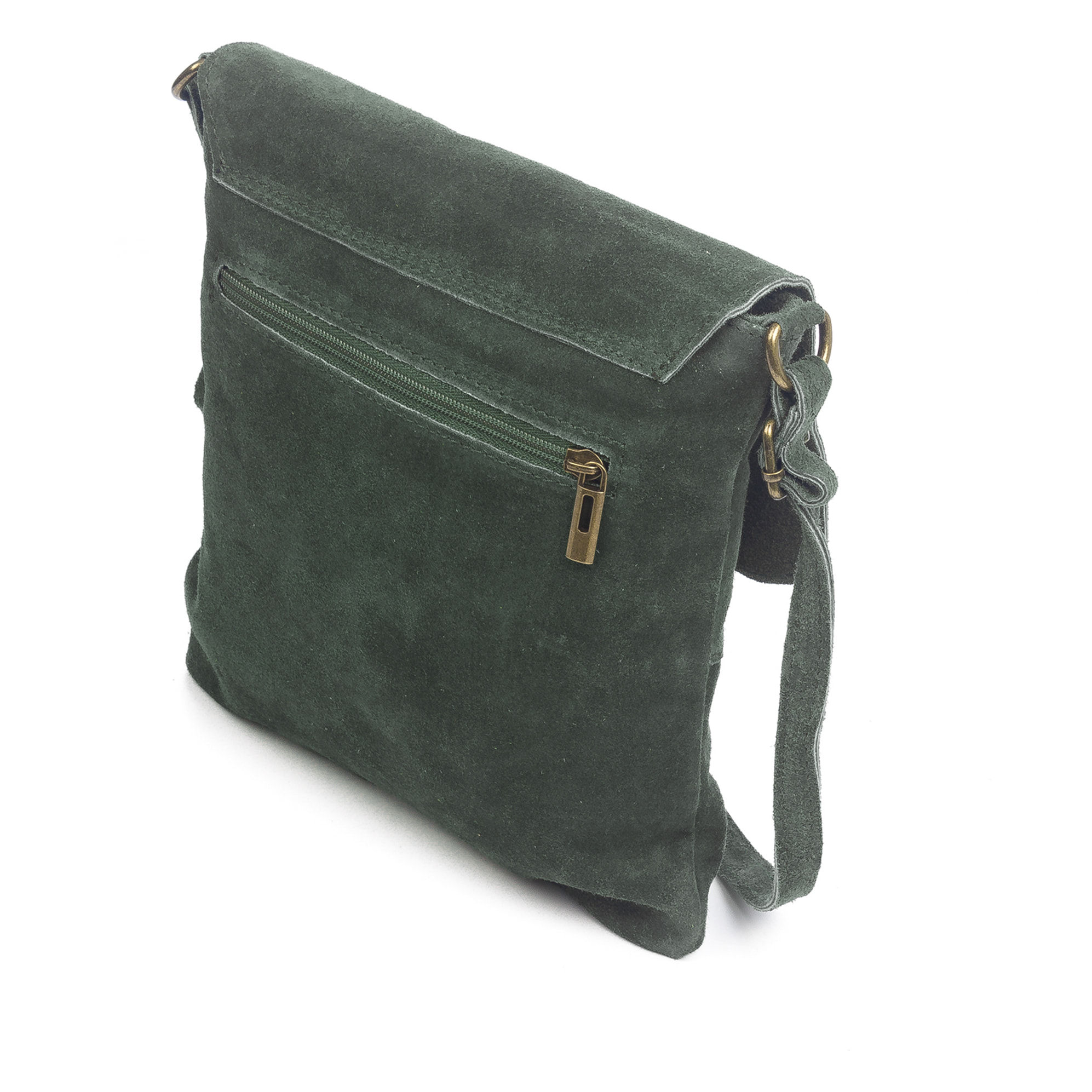 FIRENZE ARTEGIANI Borsa a Spalla da Donna Ulfa Vera Pelle Scamosciata Made in Italy 24x2x24 Cm. Colore: verde smeraldo