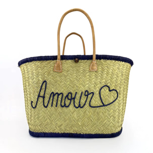 Panier artisanal de Madagascar - Amour GM Bleu marine