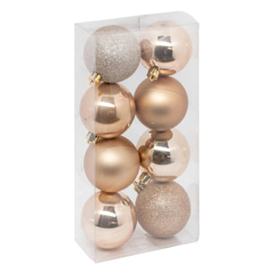 Boule de Noël plastique 70mm x8 nude