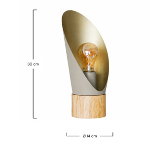 Lampe à poser en métal taupe et bois H30 cm - Spoon