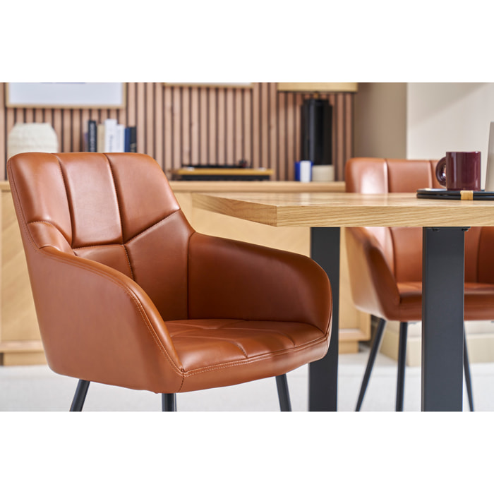 Chaises matelassées marron et métal noir (lot de 2) MONTERO