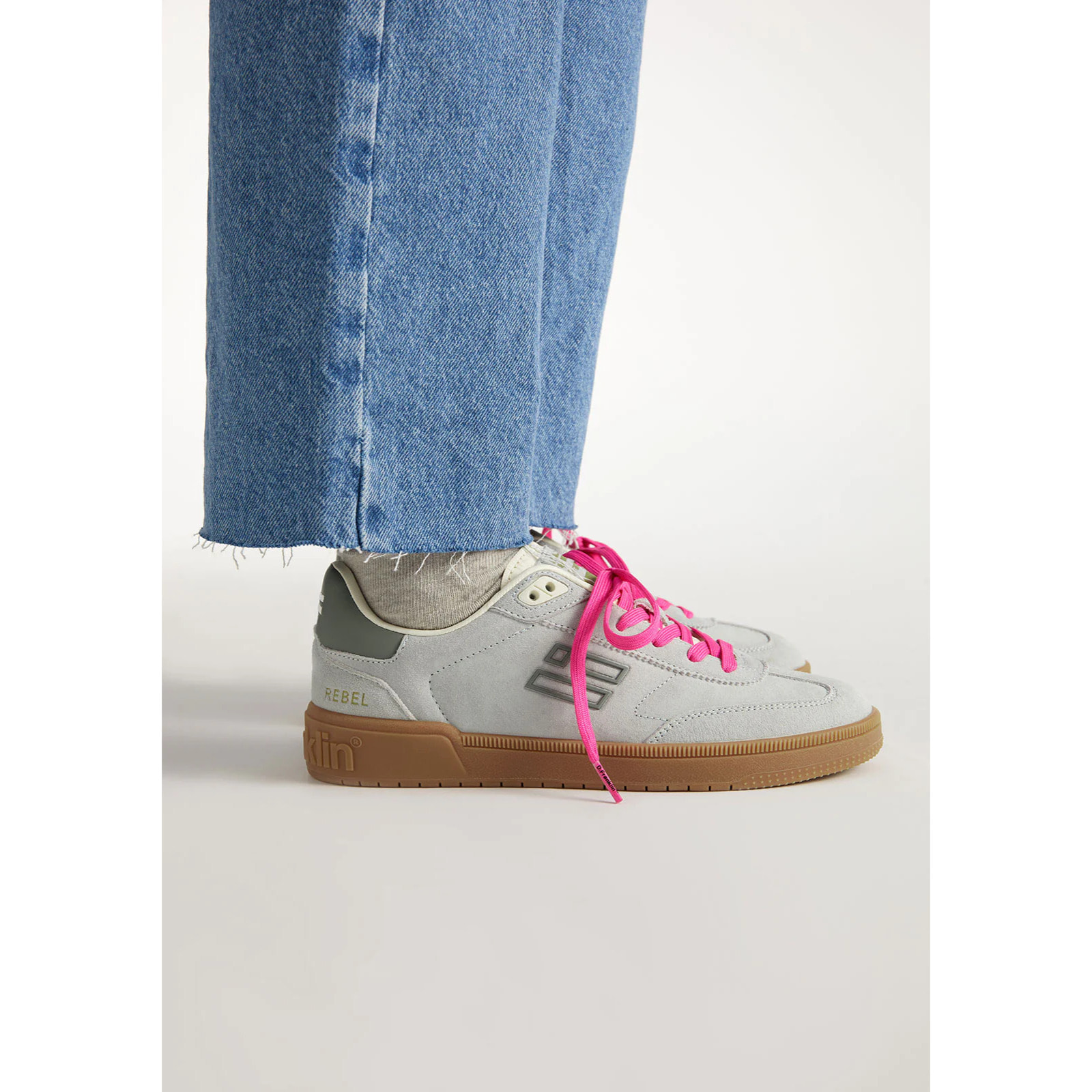 Zapatillas Deportivas de Mujer de Piel Con Forro Técnico Rebel Basic Flag Verde Claro