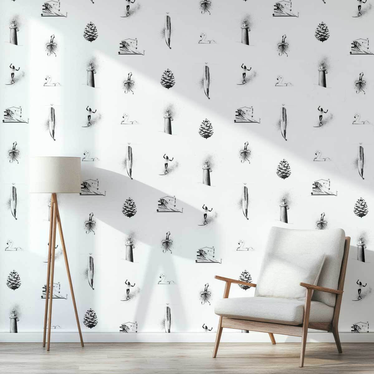 Papier peint Landes icons Intissé