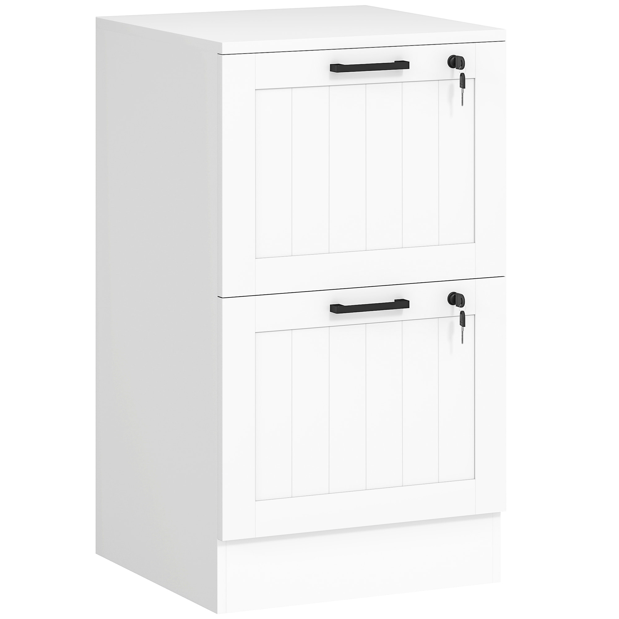 Caisson bureau 2 tiroirs verrouillables dossiers suspendus dim. 40x40x71cm MDF blanc
