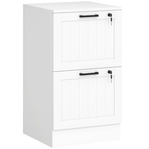 Caisson bureau 2 tiroirs verrouillables dossiers suspendus dim. 40x40x71cm MDF blanc