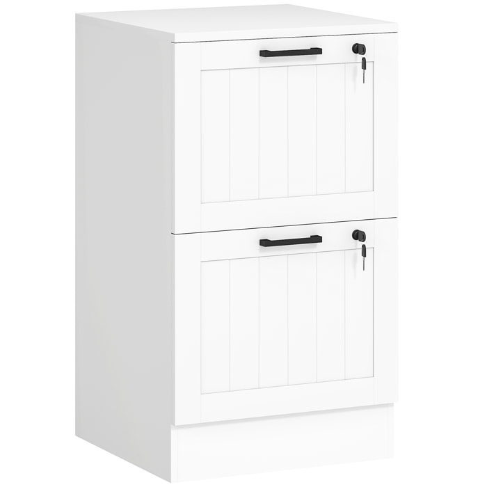 Caisson bureau 2 tiroirs verrouillables dossiers suspendus dim. 40x40x71cm MDF blanc
