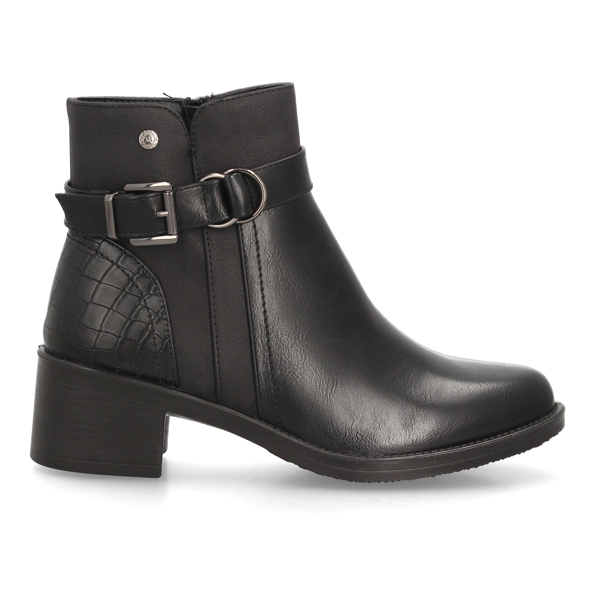 Botines con tacón ancho y hebilla para mujer