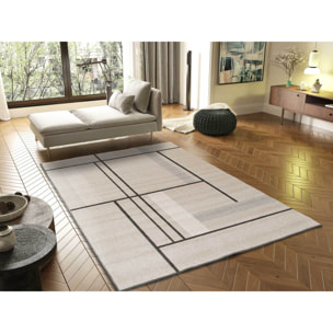 DOMUS Alfombra pelo corto diseÃ±o geomÃ©trico en beige, varias medidas disponibles.