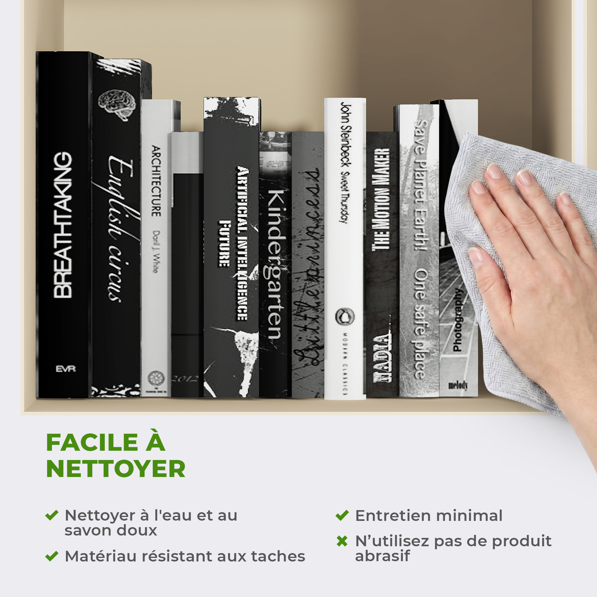 Stickers muraux 3D | Sticker Mural Autocollant effet 3D livres en noir et blanc - Stickers adhésifs 3D Chambre Salon Trompe l'oeil