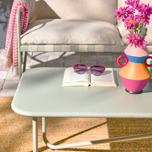 Salon de jardin 4 places avec table en métal. avec des sangles. savane