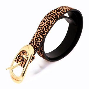 Cintura sottile in pelle con stampa animalier