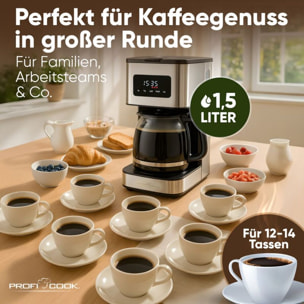 Machine à café 1,5L 900W Acier inoxydable Proficook PC-KA1299-Inox