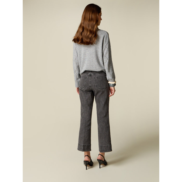 Oltre - Jeans flare in denim grigio - Grigio