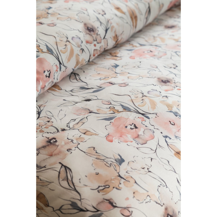 Parure housse de couette 240x220 cm et 2 taies d'oreiller 63x63cm satin de coton imprimé