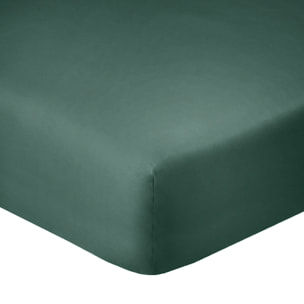 Drap housse uni 100% coton - essentiel - bleu canard