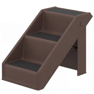 Escalier pour chien pliable - 3 marches antidérapantes - max. 10Kg - PP noir chocolat