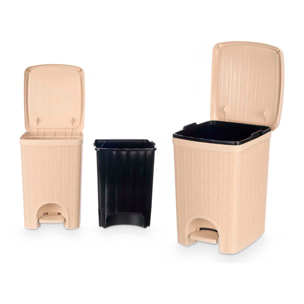 Cestino crema con pedale e secchio estraibile, design "elegance" 20L.