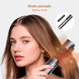 Plancha de pelo 052. 3 en 1 con iones negativos permite alisar, secar y peinar. 4 temperaturas, 2 velocidades y 2 modos de uso.