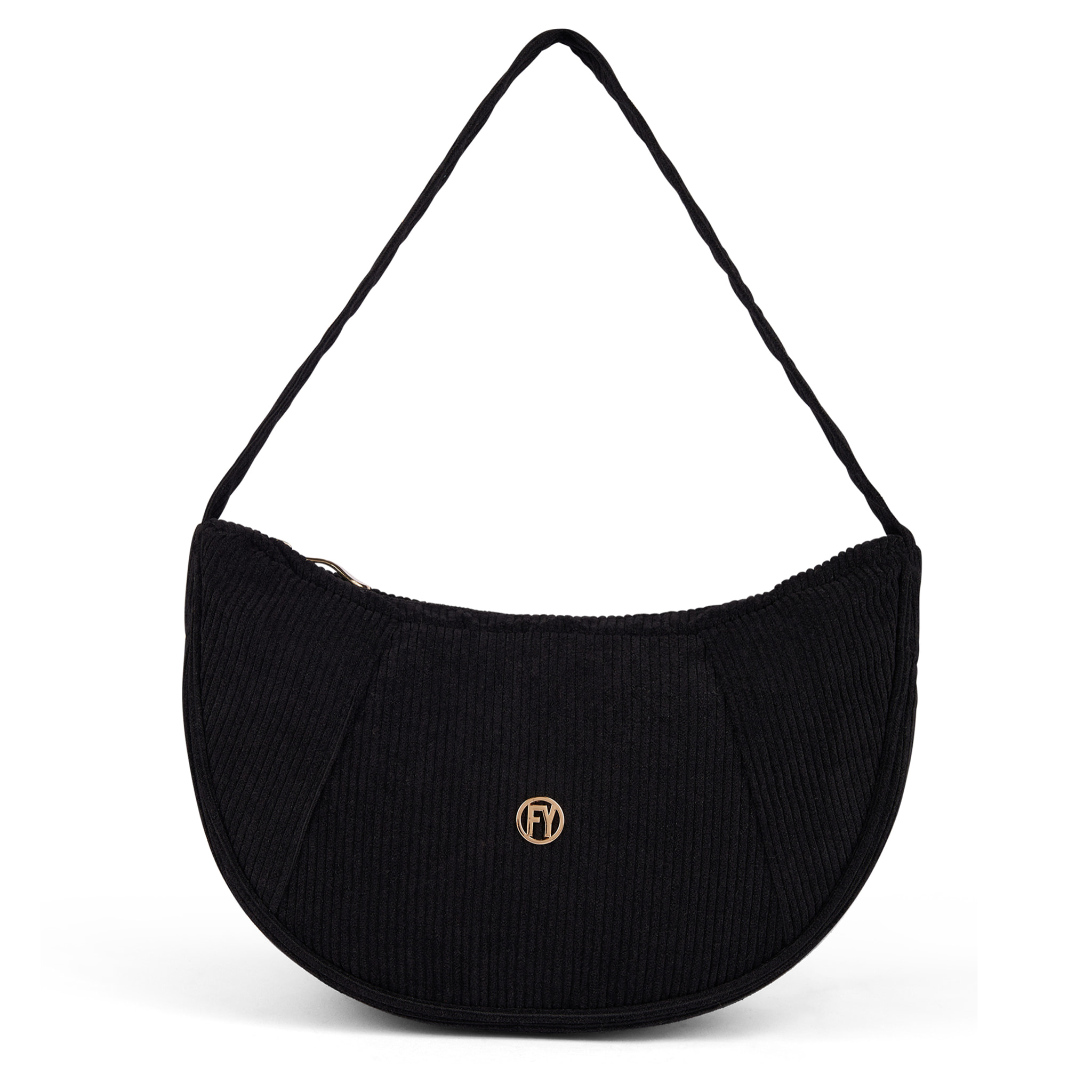 Borsa a spalla in velluto a coste con logo FY dorato