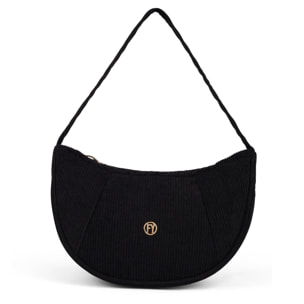 Borsa a spalla in velluto a coste con logo FY dorato