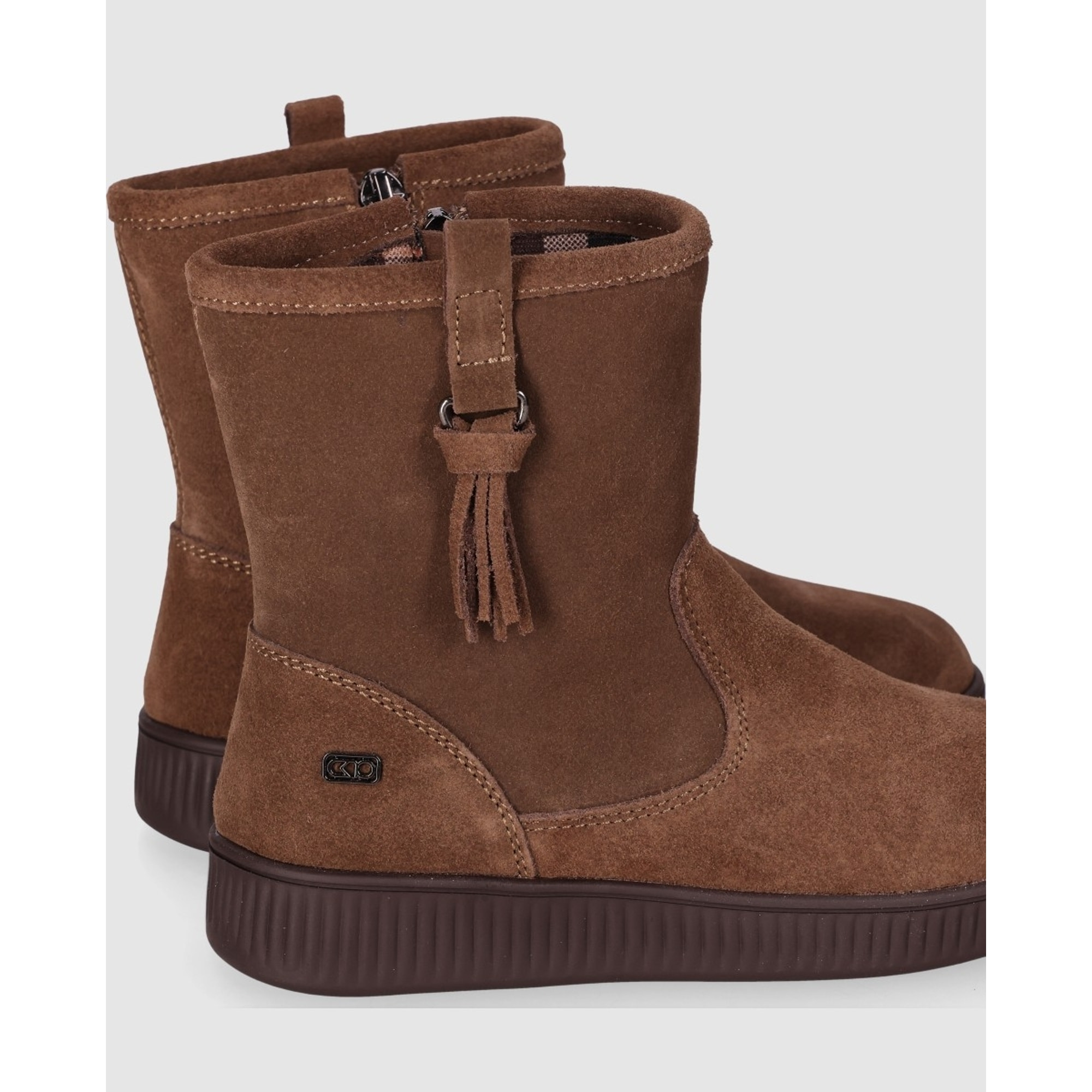 Botines de Serraje - Taupe - Tacón: Bajo