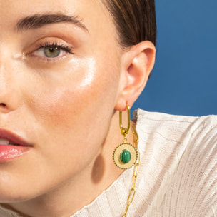 Pendientes de Malaquita acabados en oro amarillo de 18K- Elknu