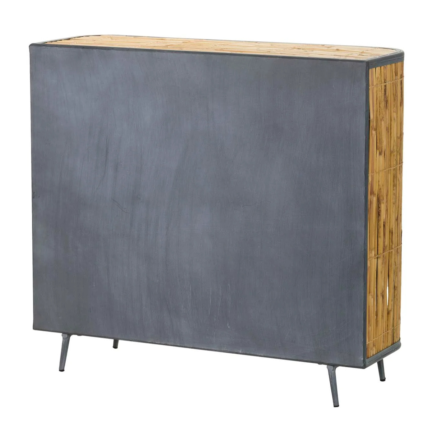 Aparador Metal Bambu Azul Marron 100x34x91 Cm