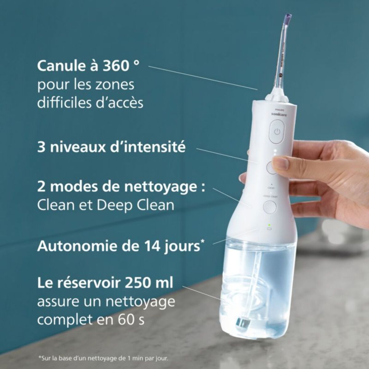 Hydropulseur PHILIPS Sonicare Powerflosser 3000 HX3826/31 sans fil