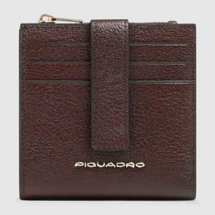 Piquadro Portacarte di credito in pelle con portamonete, schermato con protezione RFID