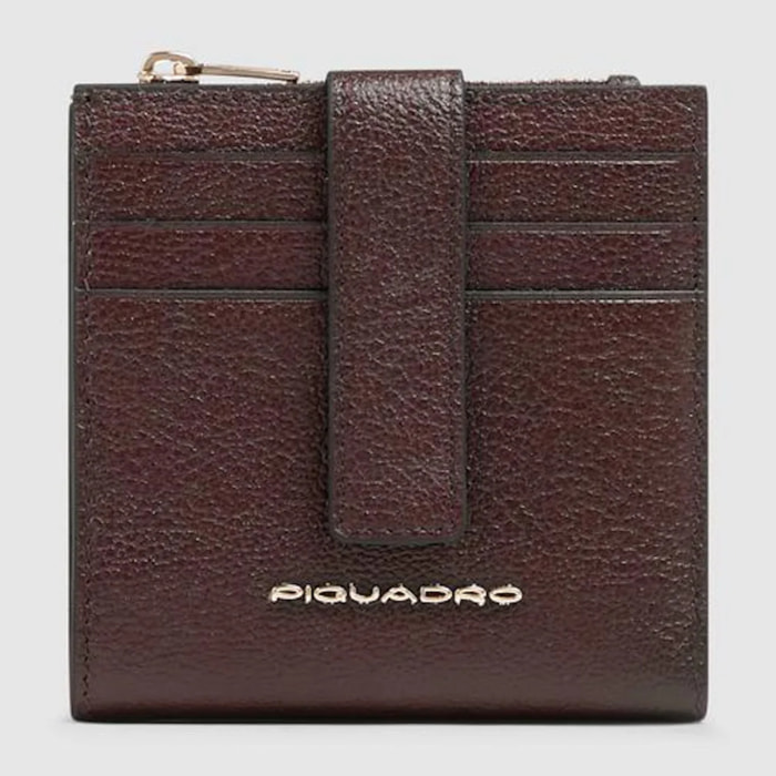 Piquadro Portacarte di credito in pelle con portamonete, schermato con protezione RFID