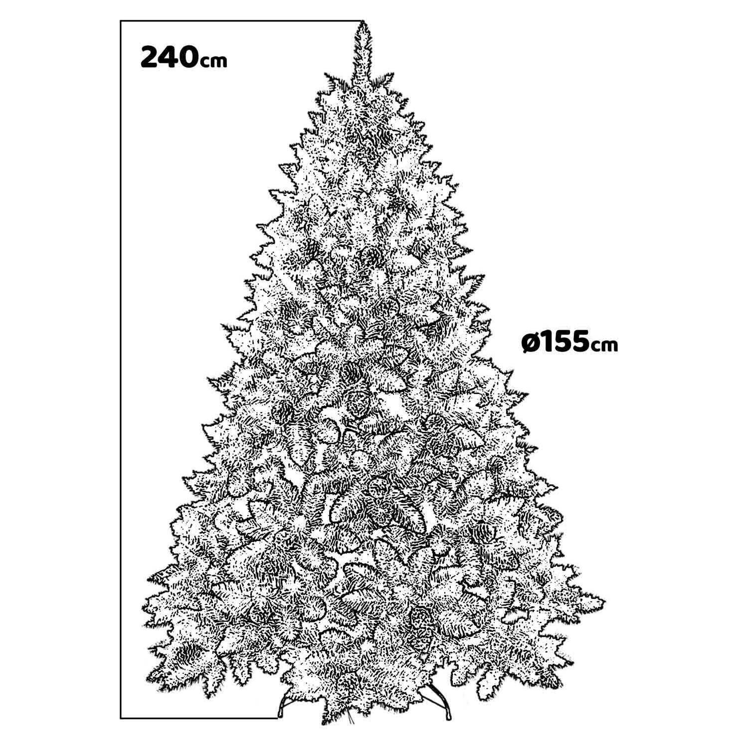 Terra - Albero di Natale con neve e pigne ø155x240H cm, 2180 rami