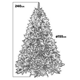 Terra - Albero di Natale con neve e pigne ø155x240H cm, 2180 rami