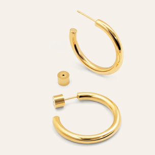 Orecchino Tube  in Acciaio Placcato Oro