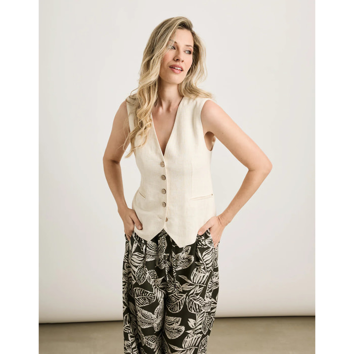 Top Chaleco Lino Beige - Chai