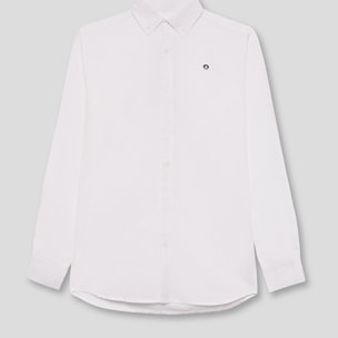 Polo Niño Manga Larga de Punto Camisa 100 % Algodón Color Blanco, Cuello Button-Down, Botones Frontales, Logo Bordado | Color: Blanco | Street Monkey