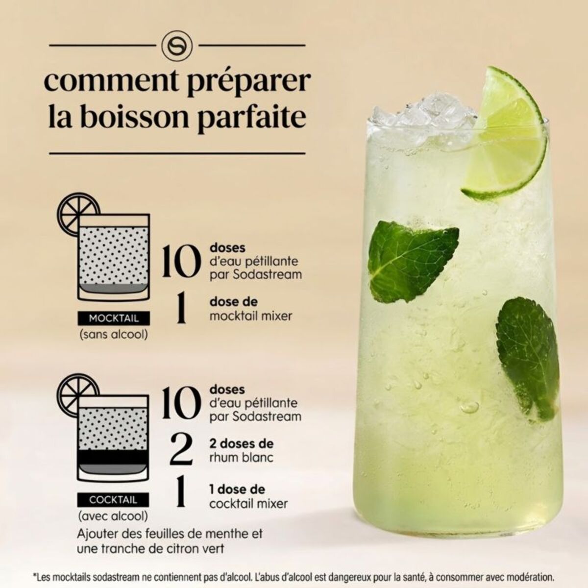 Concentré SODASTREAM mixer saveur Mojito sans alcool 330mL