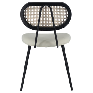 Lot de 2 chaises en cannage et tissu boucle écru ELENA