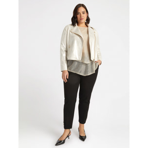 Fiorella Rubino - Chaqueta biker de tejido laminado - Oro