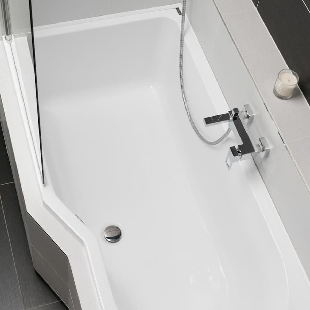 160x80 cm Beata Plus baignoire bain douche asymétrique acrylique positionnement gauche, sans pieds, blanc (BE1600LPLUS)