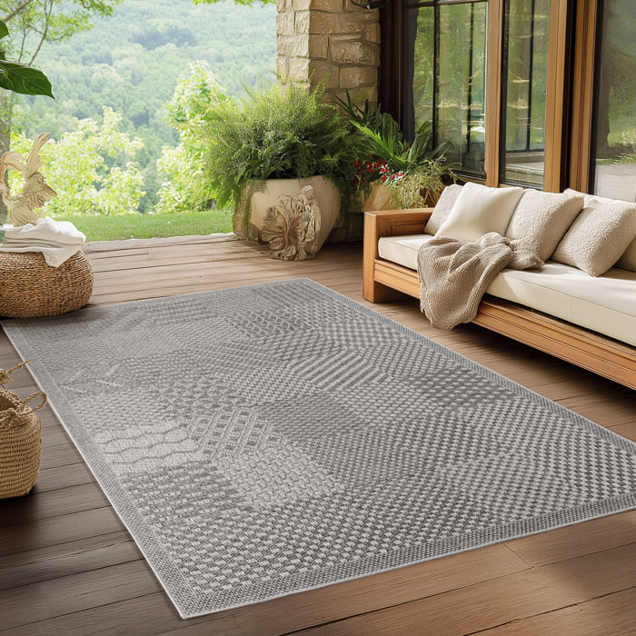NEREA - Tapis intérieur/extérieur gris, design damier